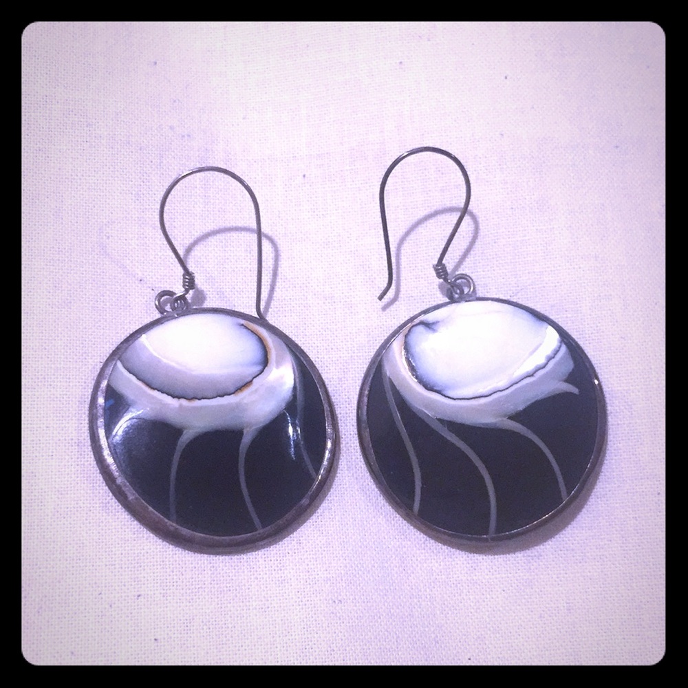 Natural Pearl Resin and Sterling Silver Earrings